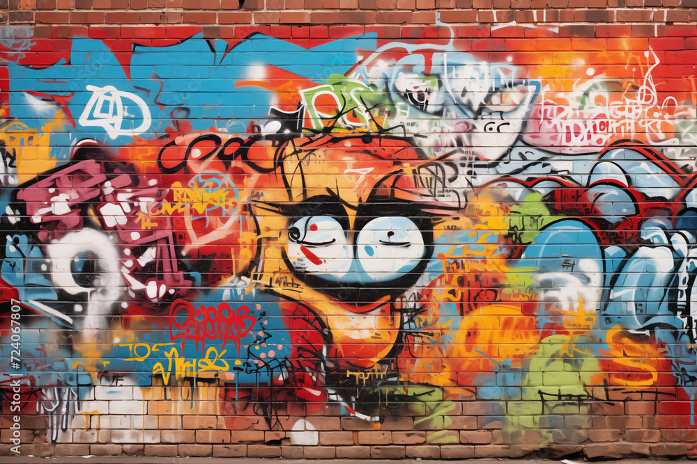 Obraz premium 90s party invitation graffiti on the wall