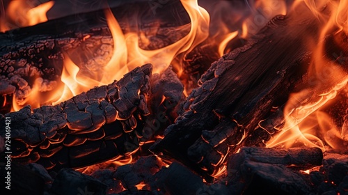 Abstract details of hot coals and flames