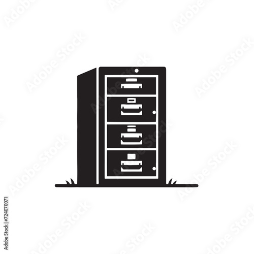 Corporate Order: Filing Cabinet Silhouette Set Depicting the Essential Element of Orderliness in Professional Spaces - Filing Cabinet Illustration - Filing Cabinet Vector
