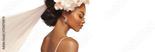 african american bride on a white banner