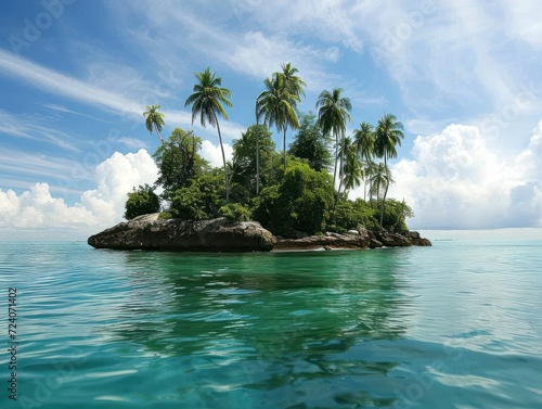 a deserted island in the middle of the ocean