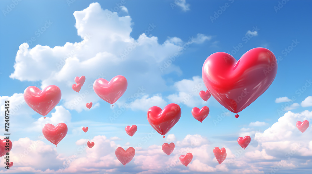 Love and romance fill the sky with heart shaped balloon,,
Love and romance fill the sky with heart shaped balloon