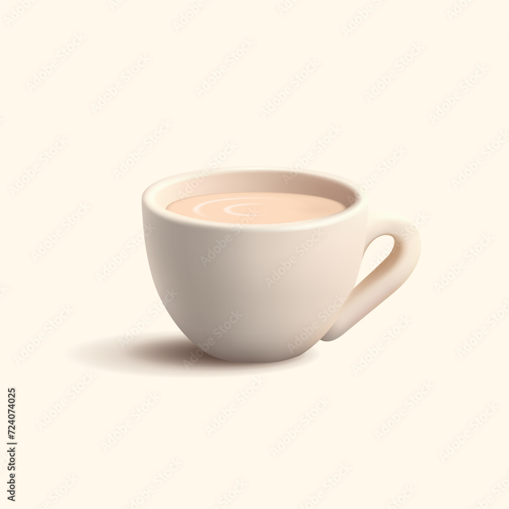 Realistic 3D ceramic coffee cup. For concepts of delicious coffee, restaurants, and cafes. Advertising hot tasty drinks. Vector Realistic 3D ceramic coffee cup. For concepts of delicious coffee, restaurants, and cafes. Advertising hot tasty drinks. Vector