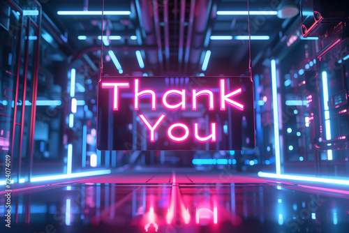 "Thank you" written on 3D neon style. Great for presentation end screens.