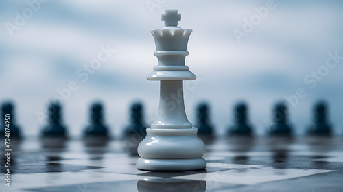 Chess pieces pawn and queen queen in a bright haze businessthe concept of business growth taking into account strategy and tactics background image,, chess piece closeup Pro Photo