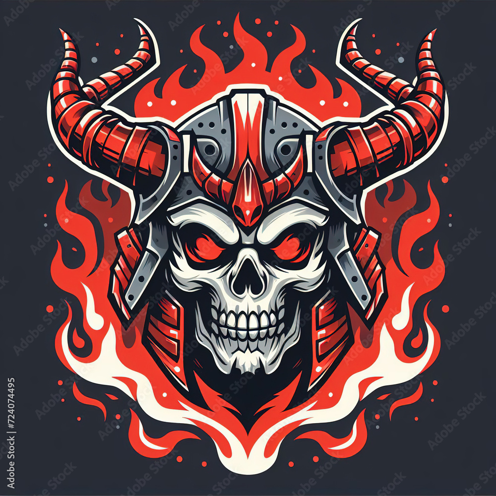  Character skull,animal,etc with flame for t-shirt prints,hoodies,sweater,etc. illustration