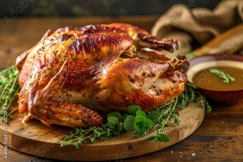 Roasted Turkey with Gravy and Herbs