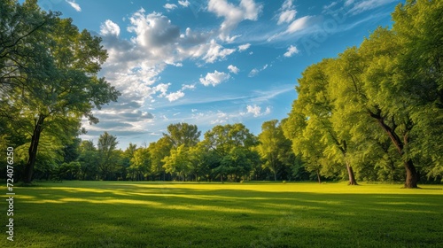 beautiful park in a beautiful natural meadow in a wooded area