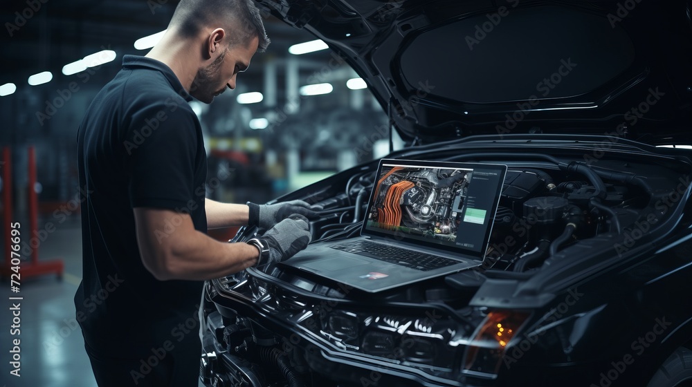 car service with auto mechanic at work