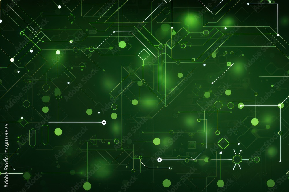 green smooth background with some light grey infrastructure symbols and connections technology background