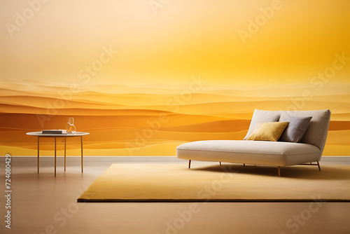 Yellow background with desert, sofa abstract theme © HK