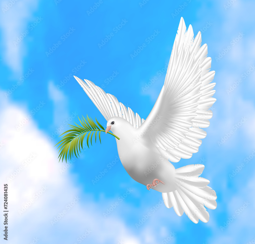 Obraz premium White dove illustration in realistic design