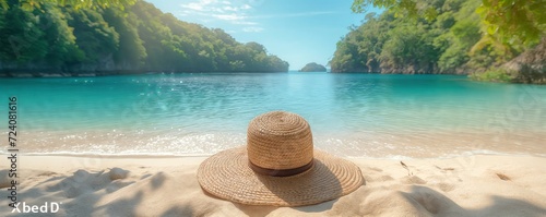 woman on the beach. she is in semester. she takes it easy on the beach. created by ai