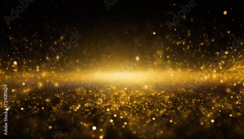 abstract magic gold dust background over black generative ai