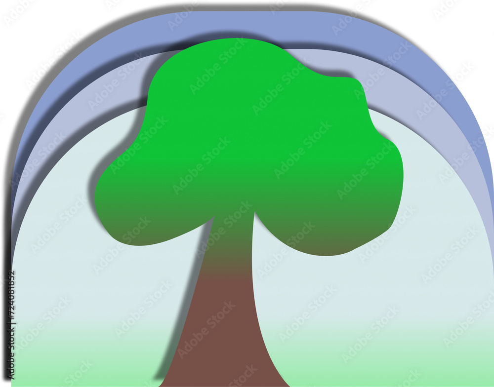 Tree illustration on blue layers. Tree illustration on blue layers.