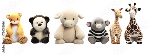 Set of cute plush toys, nursery characters isolated on transparent background PNG © Mei Chen