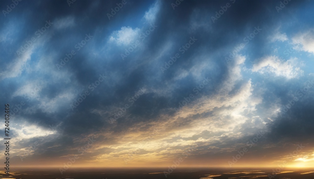 dramatic panoramic skyscape with dark stormy clouds