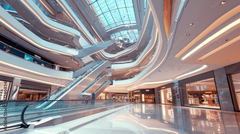 Interior of empty shopping mall