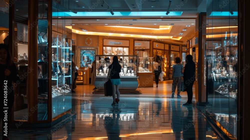 People shopping jewerly in store, shopping mall