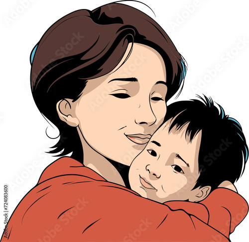 Heartwarming Motherhood Vector GraphicMoms Loving Hug Vector Illustration