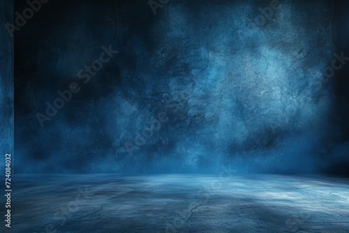 Blue grunge background with spotlight