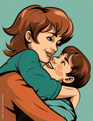 Blissful Moments Vector ArtworkMothers Smiling Presence Vector Drawing