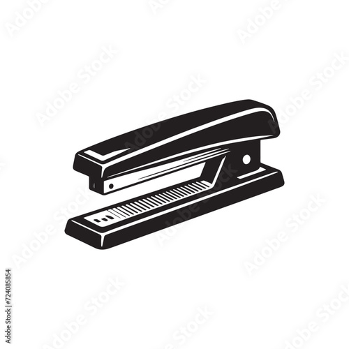 Stapler Elegance: Silhouetted Staples Creating an Elegant Composition of Essential Office Accessories - Stapler Illustration - Stapler Vector - Stationary Silhouette
