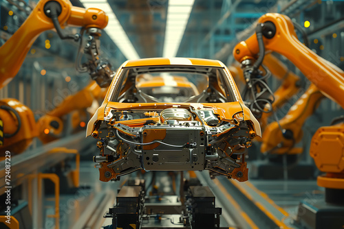 Modern car assembly plants use robots to do their work. © STOCK PHOTO 4 U