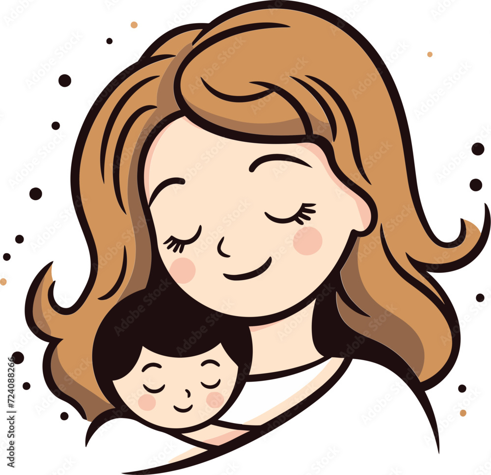 Serene Maternal Scenes Vector IllustrationNurturing Moments with Mom Vectorscape