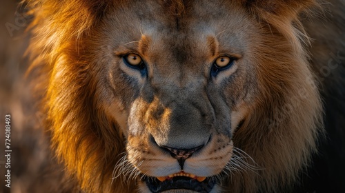 Aggressive lion ready to attack