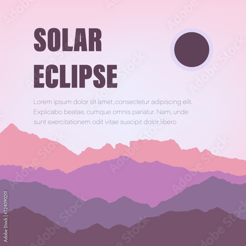 Solar eclipse. Poster template, web banner, or card.vector illustration.