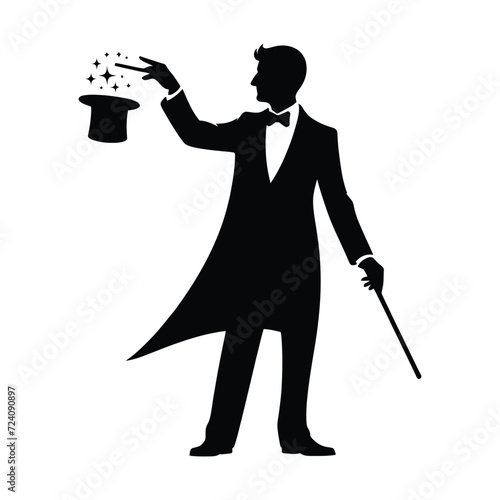 Magician Performing Trick Silhouette