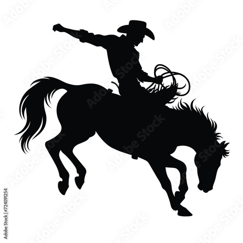 Rodeo Cowboy on Bucking Horse Silhouette