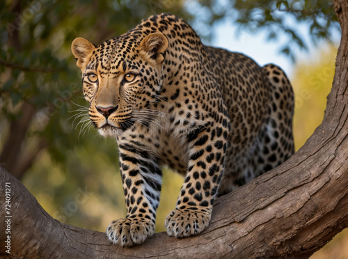 Portrait of African leopard on tree © breakingthewalls