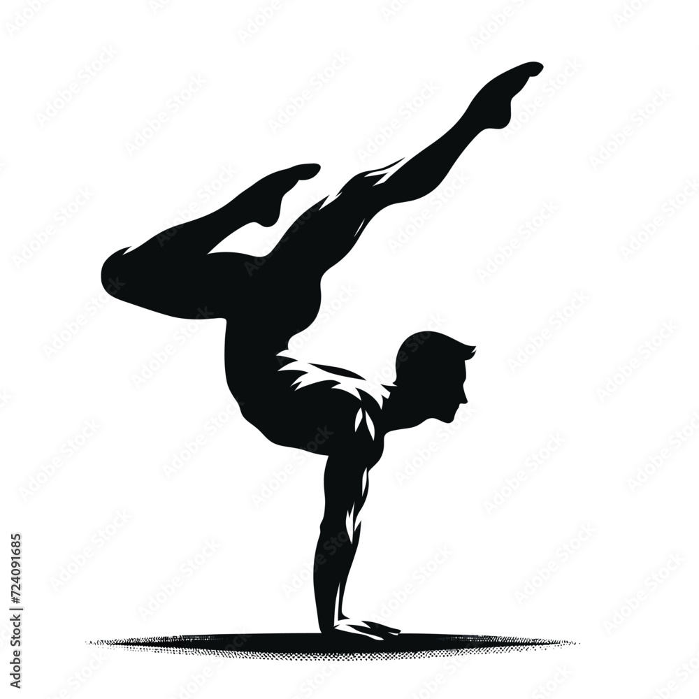 Fototapeta premium Acrobat Performing Handstand Silhouette