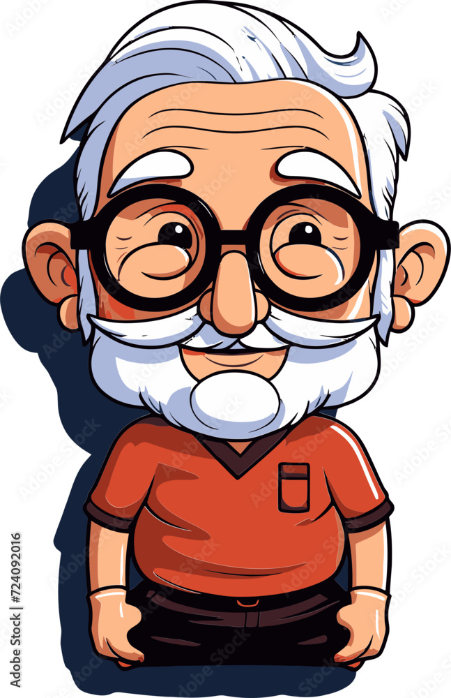 Elderly Poise Old Man Vector PortraitVintage Wisdom Vector Illustration of an Elderly Man