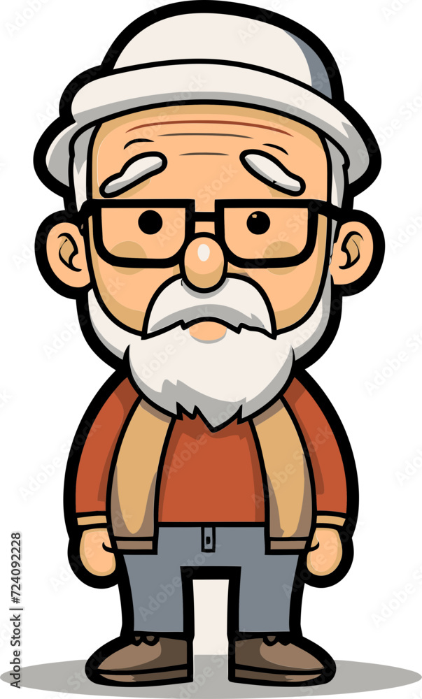 Maturity in Lines Vector Illustration of an Elderly ManElderly Resilience Old Man Vector Image