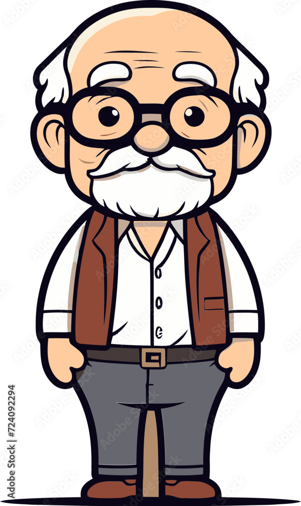 Portrait of Maturity Old Man in Vector IllustrationAged Elegance Detailed Vector of an Elderly Man