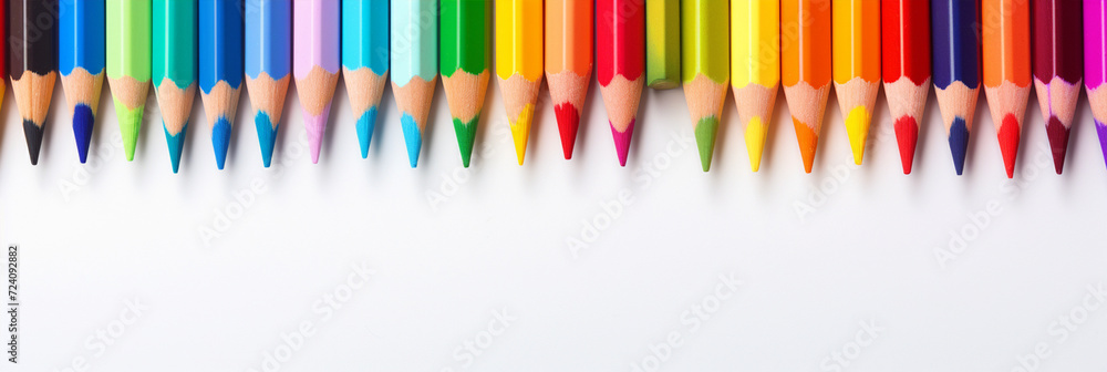 Colorful pencils on isolated white background - ai generative Colorful pencils on isolated white background - ai generative