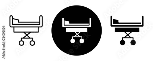 Hospital bed outline icon collection or set. Hospital bed Thin vector line art