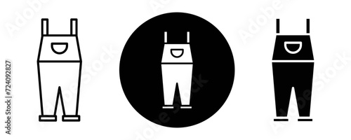 Overall outline icon collection or set. Overall Thin vector line art