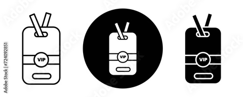 VIP neck tag outline icon collection or set. VIP neck tag Thin vector line art