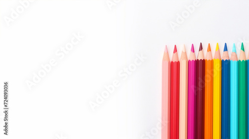 Colorful pencils on isolated white background - ai generative