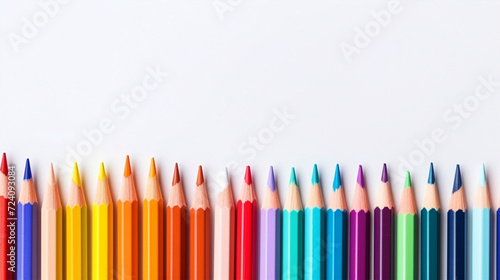Colorful pencils on isolated white background - ai generative