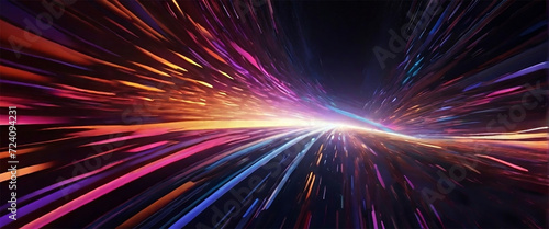 Light speed  hyperspace  space warp background. colorful streaks of light gathering towards the event horizon Ai Generated