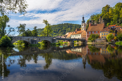 Idyllic village at the river Naab