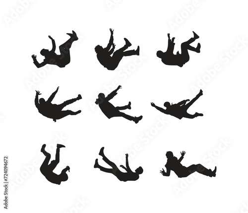  vector hand drawn  people falling down silhouette 