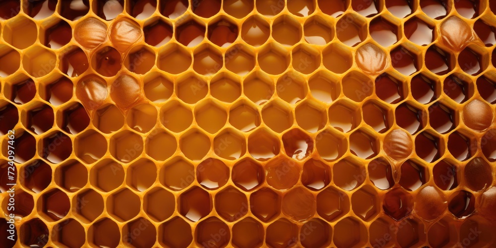 Honeycomb close-up, top view. Eco product. Generative AI Honeycomb close-up, top view. Eco product. Generative AI