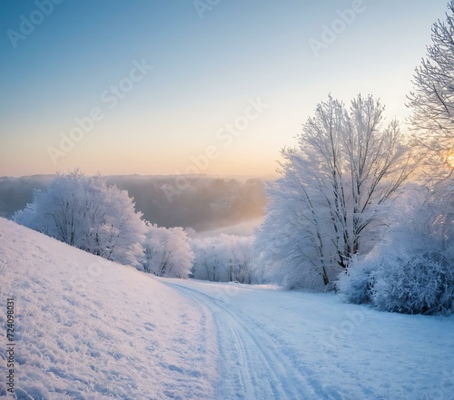 Winter morning gradient from frosty blue to white © Hans