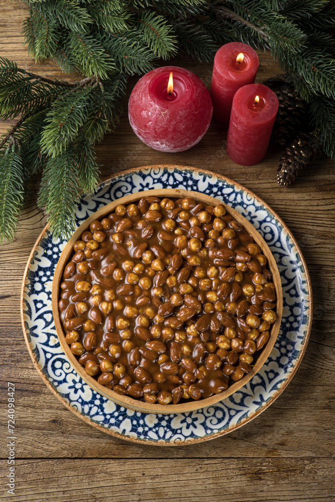 Fototapeta premium Christmas desserts made of nuts. Close-up 